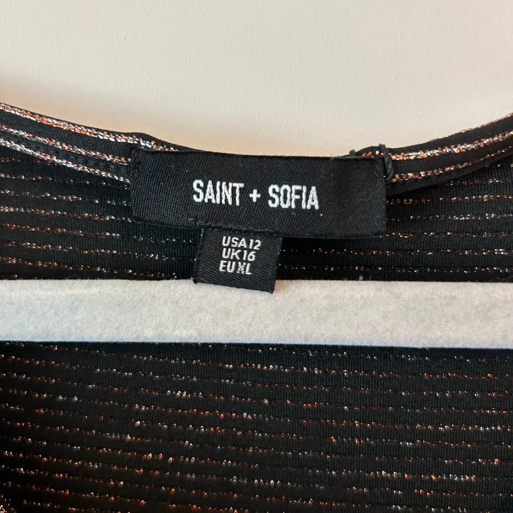 NWT Saint and Sofia Cowl Neck metallic dress size 12 - Picture 3 of 5